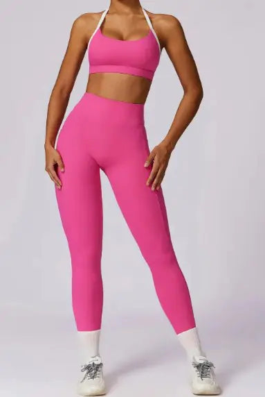 Halter Contrast Active Top & Leggings