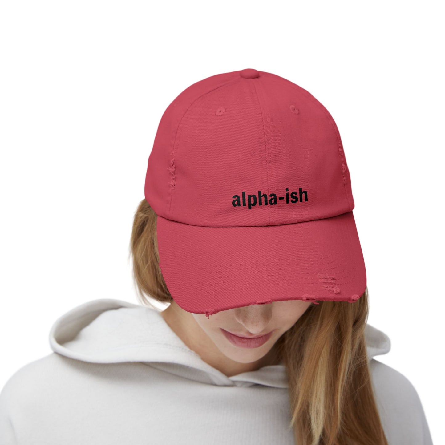 Alpha-Ish Unisex Distressed Cap, Casual Summer Hat, Gift for Him/Her, Trendy Dad Hat, Perfect for Festivals and Everyday Wear