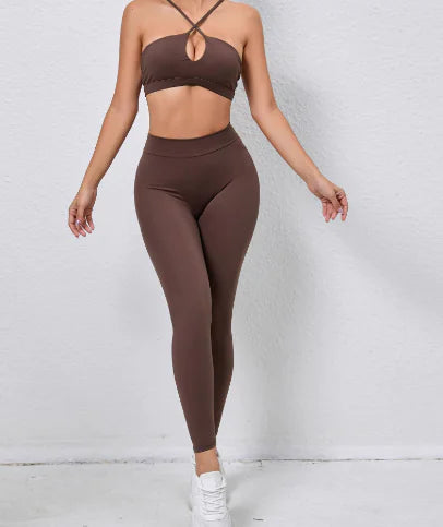 Solid Color Fitness Yoga Set for Running and Exercise