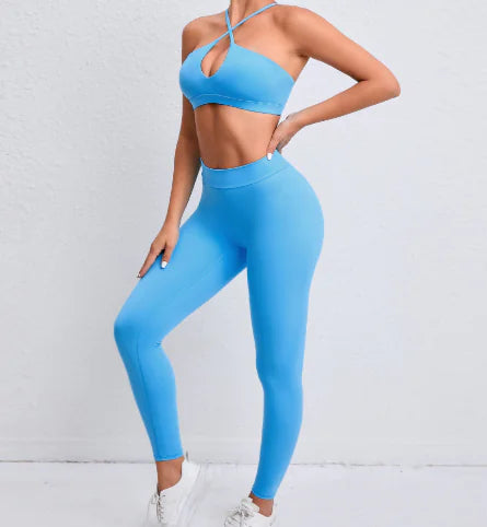 Solid Color Fitness Yoga Set for Running and Exercise