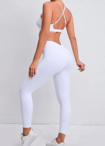 Solid Color Fitness Yoga Set for Running and Exercise